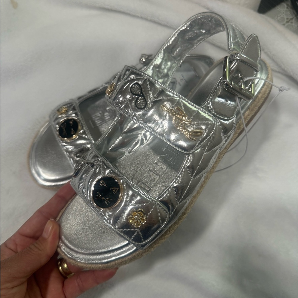 Women sandals Karl Lagerfeld Silver with Black Accents